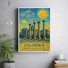 Columbia Poster Print, Columbia Travel Poster, Columbia Van Gogh Style Wall Art, Columbia, Missouri, United States