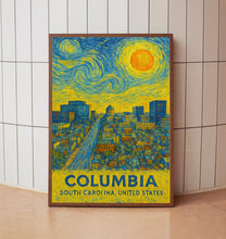 Columbia Poster Print, Columbia Travel Poster, Columbia Van Gogh Style Wall Art, Columbia, South Carolina, United States
