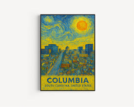 Columbia Poster Print, Columbia Travel Poster, Columbia Van Gogh Style Wall Art, Columbia, South Carolina, United States