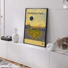 Comerica Park Poster, Tigers Poster, Minimalist, Helvetica, Mid-Century Modern, Baseball Art, Baseball Stadium Poster, Detroit Tigers Art