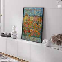 Copenhagen Flower Market Poster, Wall Decor, Denmark Floral Illustration, Botanical Gallery Wall Art, Gift For Friend, Travel Poster, Modern