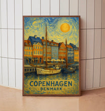 Copenhagen Poster Print, Copenhagen Travel Poster, Copenhagen Van Gogh Style Wall Art, Copenhagen, Denmark
