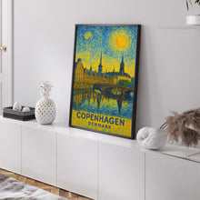 Copenhagen Poster Print, Copenhagen Travel Poster, Copenhagen Van Gogh Style Wall Art, Copenhagen, Denmark
