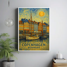 Copenhagen Poster Print, Copenhagen Travel Poster, Copenhagen Van Gogh Style Wall Art, Copenhagen, Denmark