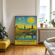 Copenhagen Poster Print, Copenhagen Travel Poster, Copenhagen Van Gogh Style Wall Art, Copenhagen, Denmark