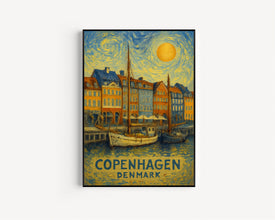 Copenhagen Poster Print, Copenhagen Travel Poster, Copenhagen Van Gogh Style Wall Art, Copenhagen, Denmark