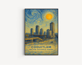 Coquitlam Poster Print, Coquitlam Travel Poster, Coquitlam Van Gogh Style Wall Art, Coquitlam, British Columbia, Canada