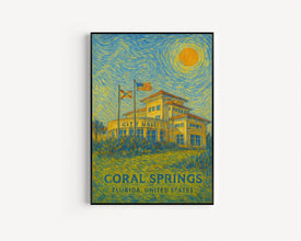 Coral Springs Poster Print, Coral Springs Travel Poster, Coral Springs Van Gogh Style Wall Art, Coral Springs, Florida, United States