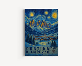 Cortina D_Ampezzo Travel Poster - Italy Wall Art Print, Skiing Illustration Artwork, Home & Office decor, Gift idea, Dolomites Travel print