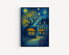 Cosy Autumnal Small Town Henri Matisse Print, Henri Matisse Style Fauvism Painting Poster, Coffee Shop, Cosy Whimsical Nature Scenery Art
