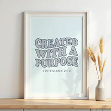 Created with a purpose Print, Retro Christian Wall Art, Christian Poster, Bible Verse, Digital Download, Scripture Printable Art 1536554333
