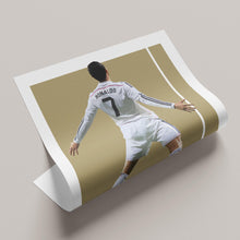 Cristiano Ronaldo Poster, Iconic Goal Celebration, White Kit Football Print, Modern Soccer 1503431621
