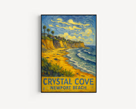 Crystal Cove California Travel Print, Newport Beach Poster Print, Crystal Cove Newport Beach Wall Art, California Coast Wall Decor