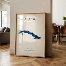 Cuba Map PRINTED Poster  Blue and Gold  North America  Wall Art Print  Home Decor  Geography Map Gift  Wallpaper 4396802828