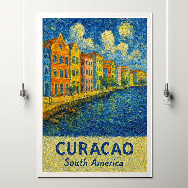 Curacao Travel Print Wall Art, Curacao - South America City Print, Curacao Travel Gift, Curacao City Poster, Van Gogh style Travel Gift