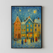 Cute Winter Town Wall Art Retro Winter Holiday Art Hello December Print, Christmas Farmhouse Decor,