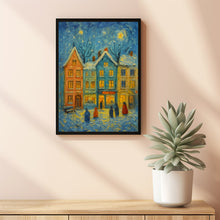Cute Winter Town Wall Art Retro Winter Holiday Art Hello December Print, Christmas Farmhouse Decor,