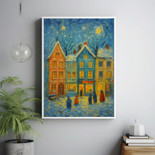 Cute Winter Town Wall Art Retro Winter Holiday Art Hello December Print, Christmas Farmhouse Decor,