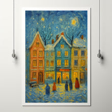 Cute Winter Town Wall Art Retro Winter Holiday Art Hello December Print, Christmas Farmhouse Decor,