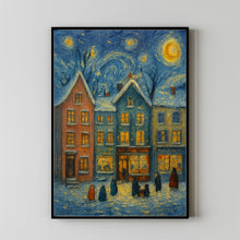 Cute Winter Town Wall Art Retro Winter Holiday Art Hello December Print, Christmas Farmhouse Decor, (2)