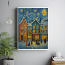 Cute Winter Town Wall Art Retro Winter Holiday Art Hello December Print, Christmas Farmhouse Decor, (2)