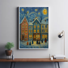 Cute Winter Town Wall Art Retro Winter Holiday Art Hello December Print, Christmas Farmhouse Decor, (2)