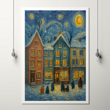 Cute Winter Town Wall Art Retro Winter Holiday Art Hello December Print, Christmas Farmhouse Decor, (2)