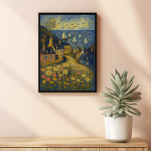 Cute Yacht Village Wall Art Pastel Coastal Painting Neutral Beach Farmhouse Decor Pink Summertime
