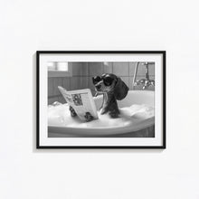 Dachshund in Bathtub Print, Dog Reading Newspaper Poster, Funny Black and White Wall Art,  Photography Prints, Museum Quality Photo Print 1775295350