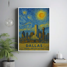 Dallas Poster Print, Dallas Travel Poster, Dallas Van Gogh Style Wall Art, Dallas, Texas, United States