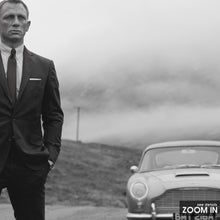 Daniel Craig Print, 007 James Bond Car, Black and White Wall Art, Vintage Print, Photography Prints, Museum Quality Photo Art Print 1606604842