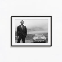 Daniel Craig Print, 007 James Bond Car, Black and White Wall Art, Vintage Print, Photography Prints, Museum Quality Photo Art Print 1606604842
