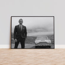 Daniel Craig Print, 007 James Bond Car, Black and White Wall Art, Vintage Print, Photography Prints, Museum Quality Photo Art Print 1606604842
