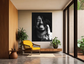 Dave Grohl Middle Finger Canvas Art, Music Poster Nirvana Print Retro Black and White Vintage Celebrity Rock Grunge Photography Gift 1819990480