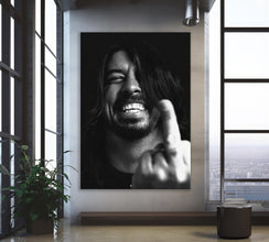 Dave Grohl Middle Finger Canvas Art, Music Poster Nirvana Print Retro Black and White Vintage Celebrity Rock Grunge Photography Gift 1819990480