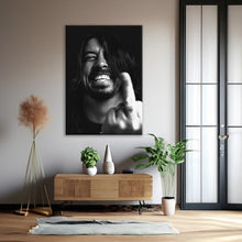 Dave Grohl Middle Finger Canvas Art, Music Poster Nirvana Print Retro Black and White Vintage Celebrity Rock Grunge Photography Gift 1819990480