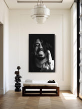 Dave Grohl Middle Finger Canvas Art, Music Poster Nirvana Print Retro Black and White Vintage Celebrity Rock Grunge Photography Gift 1819990480