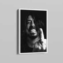 Dave Grohl Middle Finger Canvas Art, Music Poster Nirvana Print Retro Black and White Vintage Celebrity Rock Grunge Photography Gift 1819990480
