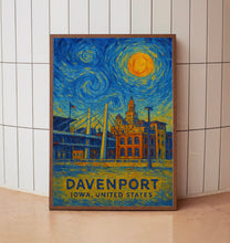 Davenport Poster Print, Davenport Travel Poster, Davenport Van Gogh Style Wall Art, Davenport, Iowa, United States