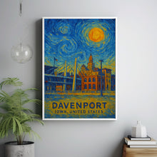 Davenport Poster Print, Davenport Travel Poster, Davenport Van Gogh Style Wall Art, Davenport, Iowa, United States