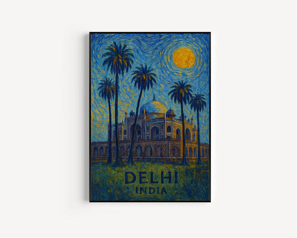 Delhi Poster Print, Delhi Travel Poster, Delhi Van Gogh Style Wall Art, Delhi, India