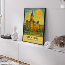 Denton Poster Print, Denton Travel Poster, Denton Van Gogh Style Wall Art, Denton, Texas, United States
