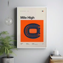 Denver Broncos Poster, Mile High Football Stadium Print, Mid Century Modern Poster, Spo-3ANJX8