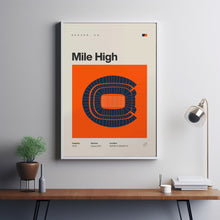 Denver Broncos Poster, Mile High Football Stadium Print, Mid Century Modern Poster, Spo-3ANJX8