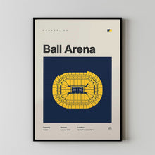 Denver Nuggets Poster, Ball Arena Stadium Print, Mid Century Modern Basketball Poster,-PQW9VK