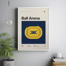 Denver Nuggets Poster, Ball Arena Stadium Print, Mid Century Modern Basketball Poster,-PQW9VK