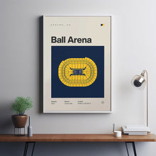 Denver Nuggets Poster, Ball Arena Stadium Print, Mid Century Modern Basketball Poster,-PQW9VK