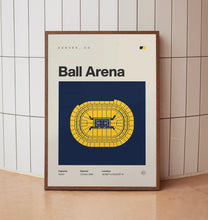 Denver Nuggets Poster, Ball Arena Stadium Print, Mid Century Modern Basketball Poster,-PQW9VK