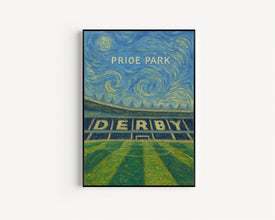Derby Football Pride Park Illustration - Minimalist Art Print - FRAMED or UNFRAMED - Best Gifts for Football Fans - Fast UK Delivery