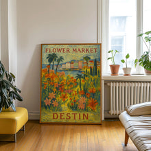 Destin Flower Market Poster, Wall Decor, Florida Floral Illustration, Botanical Gallery Wall Art, Gift For Friend, Travel Poster, Modern